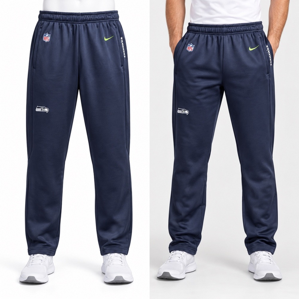 Nike Seattle Seahawks NFL Pants Men Medium Blue Therma Standard Fit Training NWT